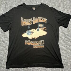 Harley-Davidson Shirt‎ Mens 2XL Black Nassau Bahamas Motorcycle Graphic Tee